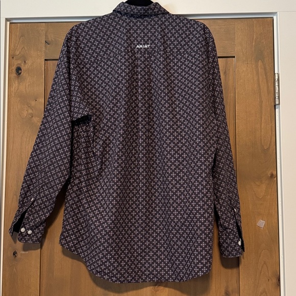 Ariat Wrinkle Free Mens S Button Down Shirt Cotton long sleeve Western Cowboy - Picture 2 of 7